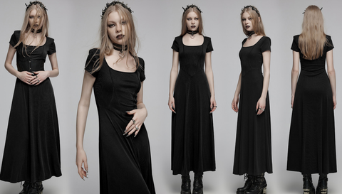 Women's Gothic Square-cut Collar Slim-fitted Dress