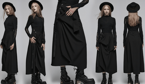 Women's Punk Irregular Ruched Skirt