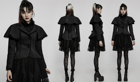 Women's Gothic Swallow Tail Faux Wool Short Coat