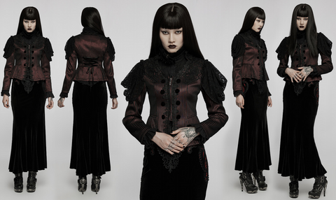 Women's Gothic Applique Pinstripes Slim Fitted Jacket