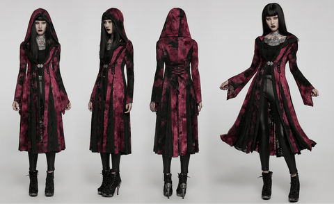 Women's Gothic Vintage Tie-dye Flare Sleeved Maxi Coat