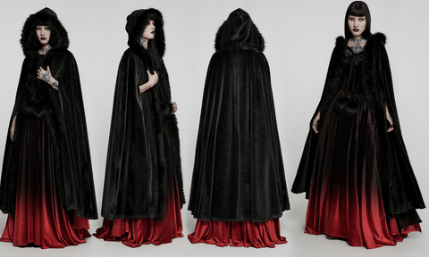Punk Rave Women's Gothic Punk Faux Fur Long Cloak