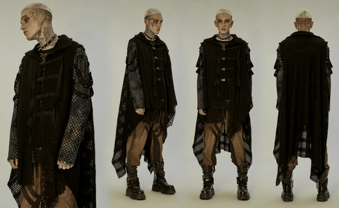 Men's Gothic Buckles Irregular Mesh Vest