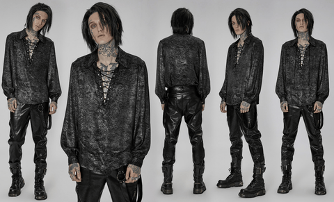 Men's Gothic Strappy Puff Sleeved Shirt