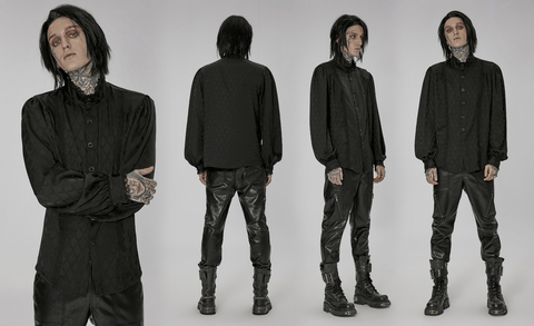 Men's Gothic Stand Collar Puff Sleeved Shirt