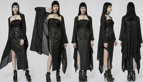 Punk Rave Women's Gothic Star Cutout Irregular Coat