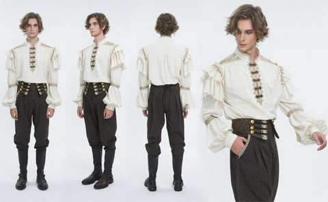 Men's Gothic Puff Sleeved Layered Ruffled Shirt