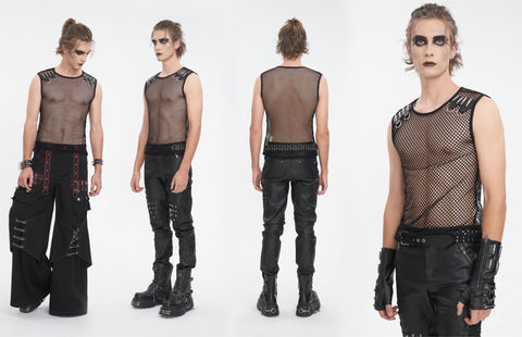 Men's Gothic Bullet Sheer Mesh Tank Top