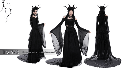 Women's Gothic Off Shoulder Lace-up Mesh Blouse