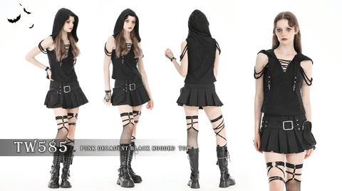 Women's Punk Plunging Distressed Vest