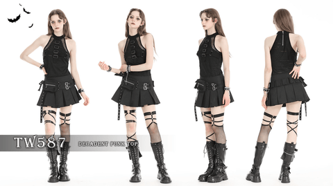 Women's Punk Ripped Halterneck Vest