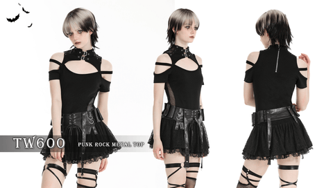 Women's Punk Off-the-shoulder Cutout Crop Top