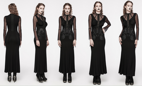 Women's Gothic Mesh Splice Fishtail Dress