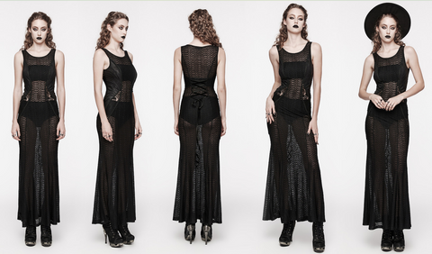 Women's Gothic Lace Splice Sheer Fishtail Dress
