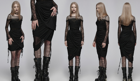 Women's Gothic Drawstring Layered Skirt