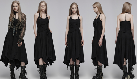 Women's Gothic Irregular Unedged Halterneck Dress