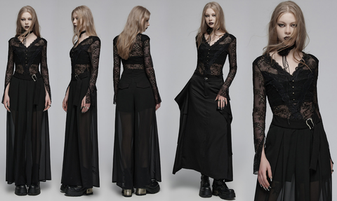 Women's Gothic Plunging Lace Shirt