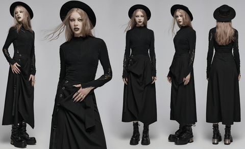 Women's Gothic Half-high Collar Lace Splice Shirt