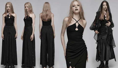 Women's Punk Cutout Halterneck Tank Top