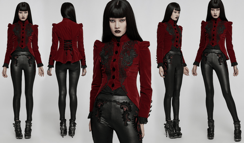 Punk Rave Women's Gothic Swallow Tail Faux Wool Short Coat