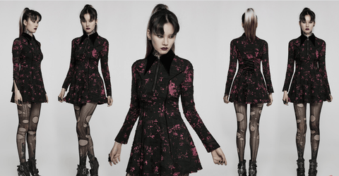 Punk Rave Women's Gothic Tie-dye Ripped Long Sleeved Dress