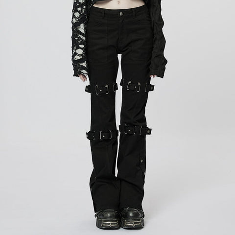 Punk Rave Women's Punk Straps Flared Pants
