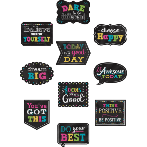 Teacher Created Chalkboard Brights Positive Sayings Accents, 6