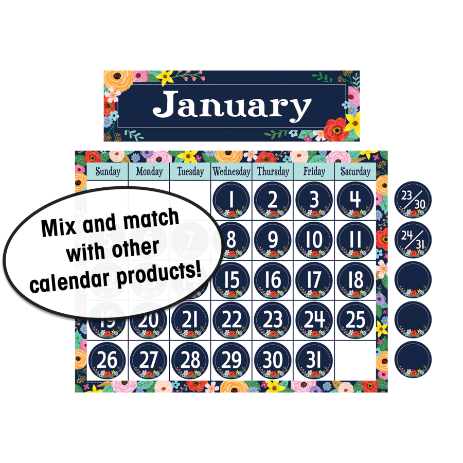 Teacher Created Wildflowers Calendar Chart, 17