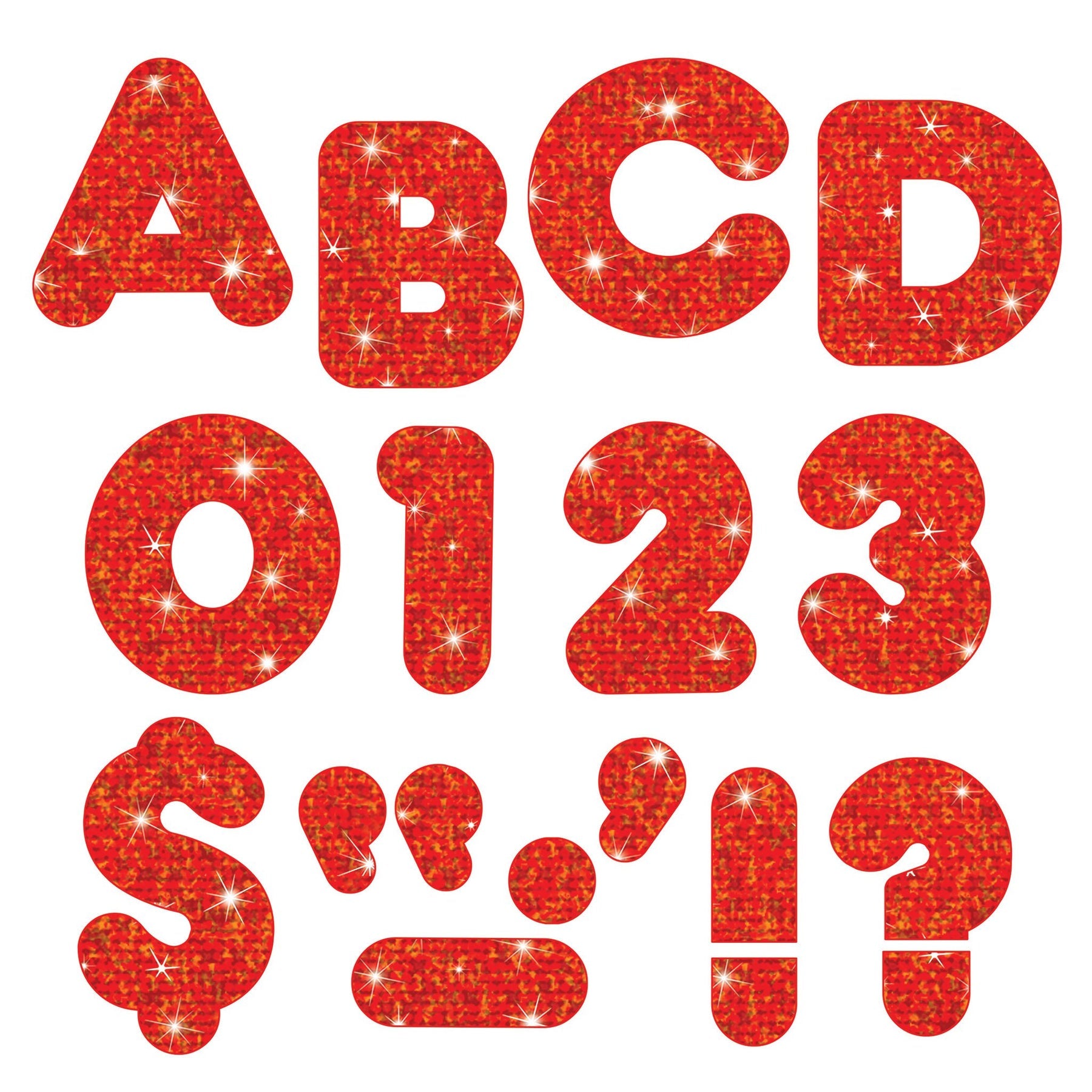 Trend Red Sparkle 4-Inch Casual Uppercase Ready Letters? (T 1614)