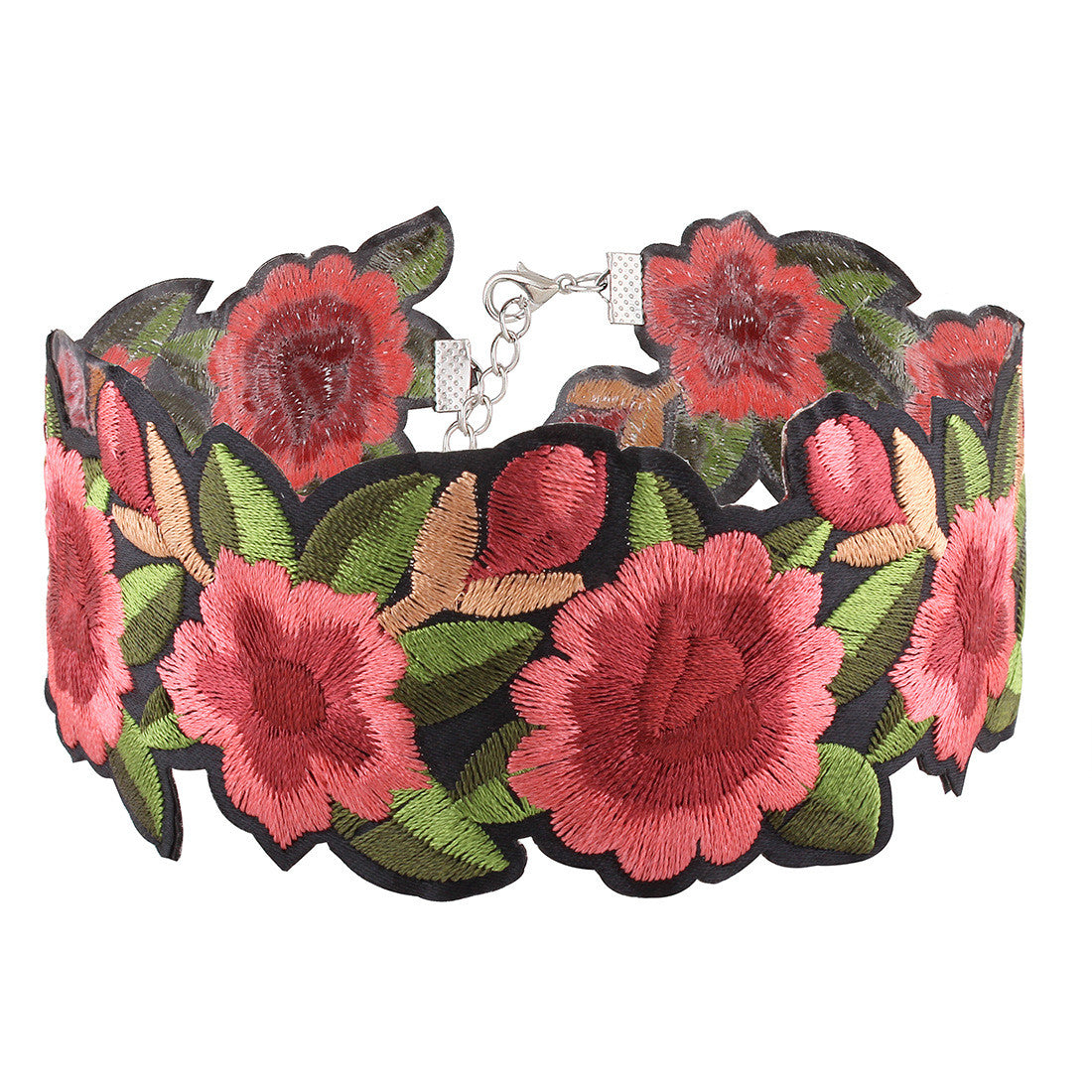 Rose Flower Sexy Boho Handmade Embroidered Floral Statement Choker Necklace