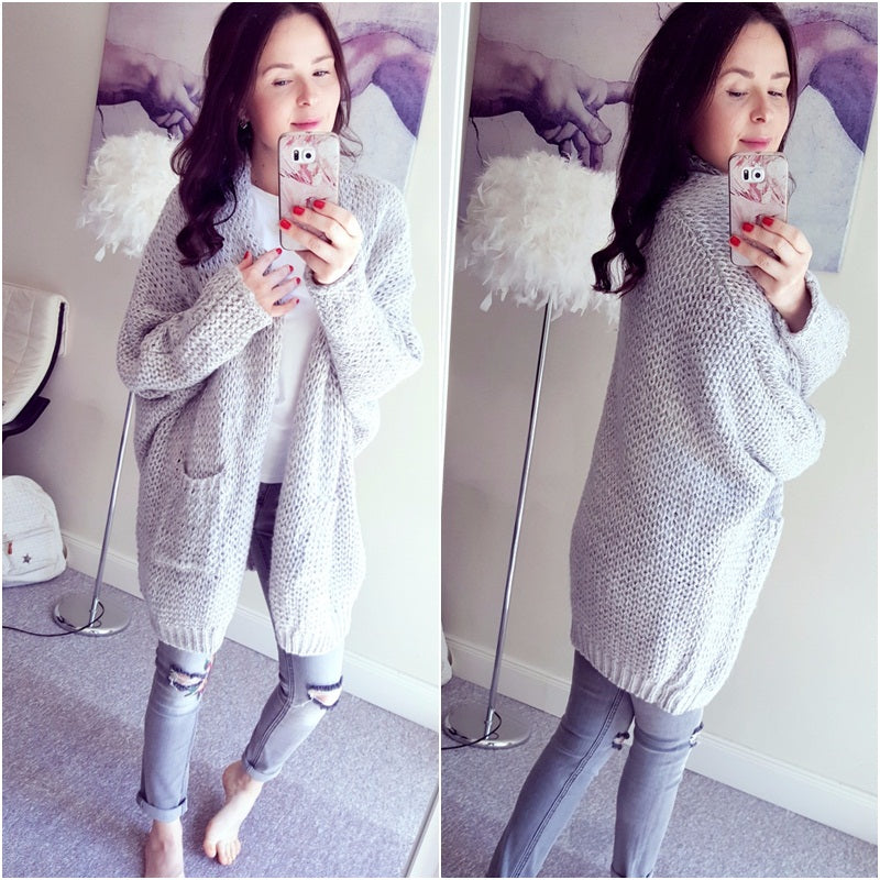 Cardigan - Long, Loose Kimono style knitted warm winter sweater women cardigan