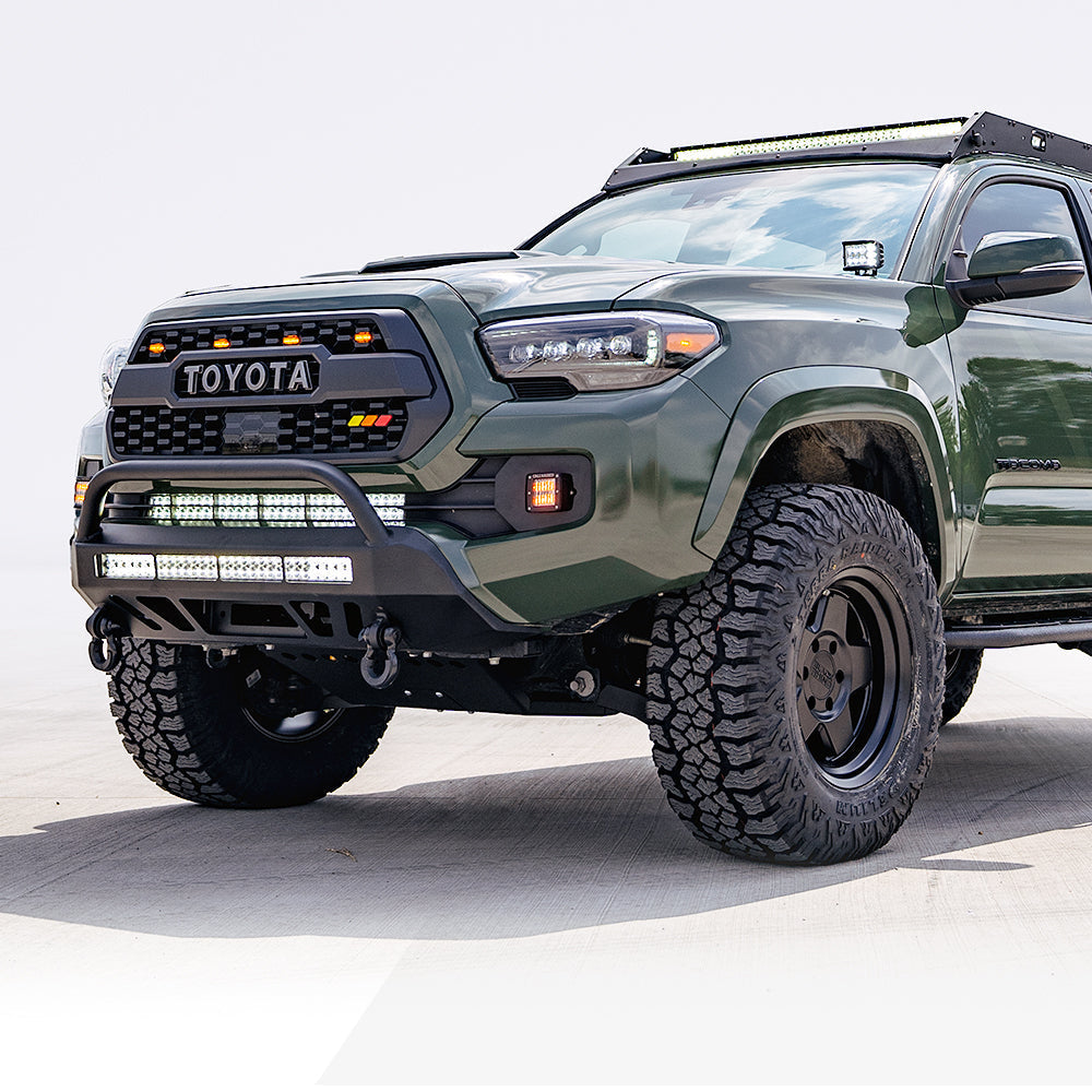 Stealth Bumper Fits 2016+ Tacoma - NO LED Bar // NO SWITCH // 32in SPOT BEAM with Relocation Mounts // NO Switch // NO Winch // 3/4in D-Ring Shackle with Isolator - PAIR
