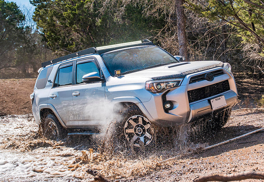 Premium Roof Rack Fits 2010-2023 Toyota 4Runner - 43 in Dual Function // No Switch or Wiring // LED LIGHT BAR - BLUE BACKLIGHT SHORT // Cut Outs and Light Kit