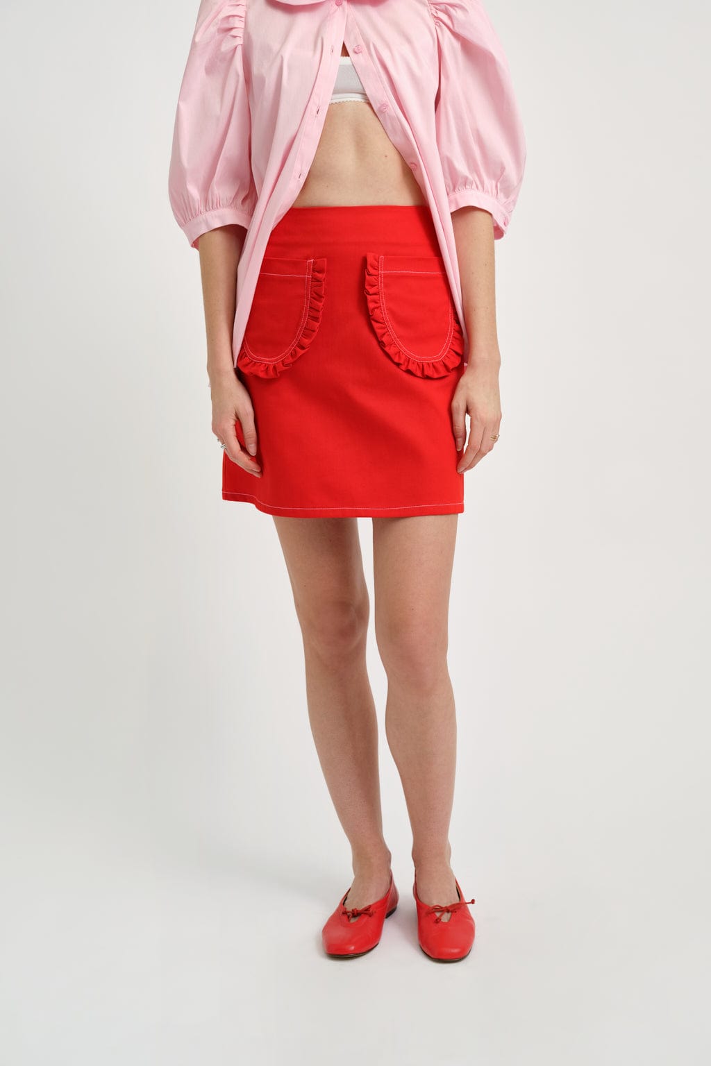Tate Skirt in Red Twill
