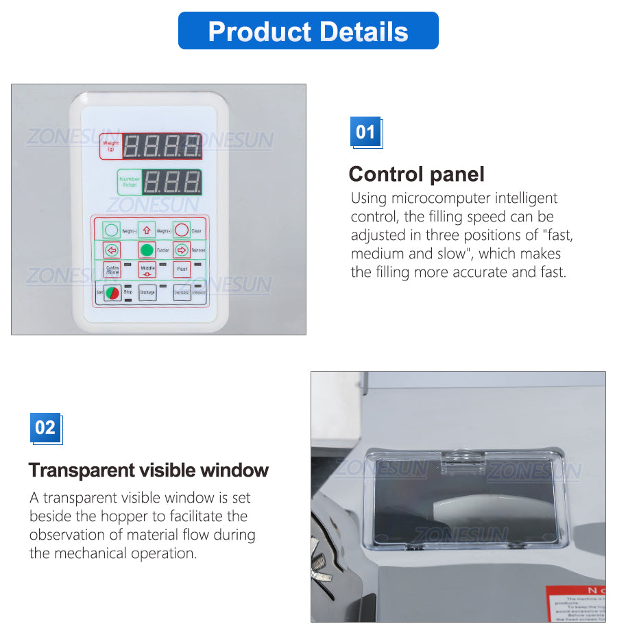 ZONESUN ZS-500C Granular Powder Materials Weighing Filling Machine