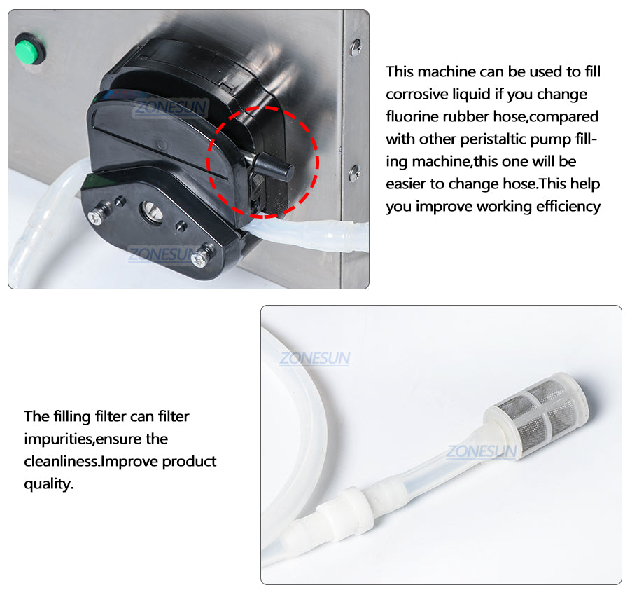 Detalii despre mașina de umplere a pompei peristaltice ZS-YT80