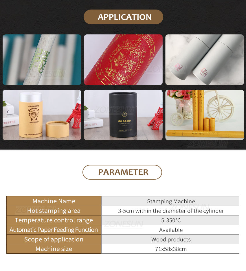 Параметр машины с штамповками горячей фольги для цилиндра