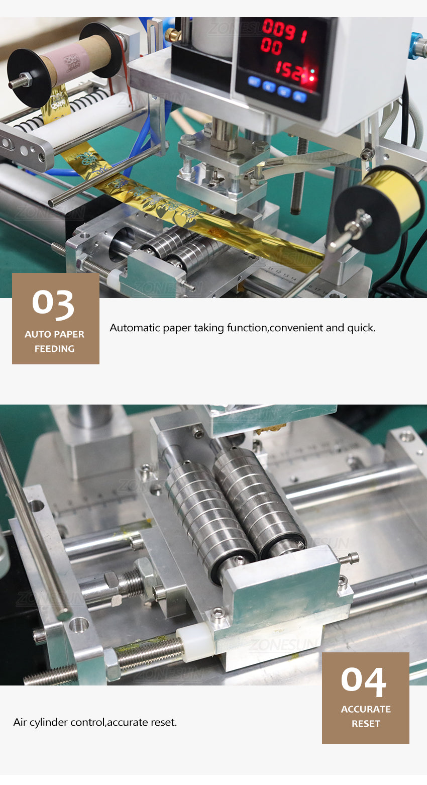 Детали машины с штамповками горячей фольги для карандаша