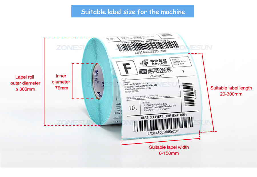 Label Size of ZS-TB833 Automatic Corner Labeling Machine