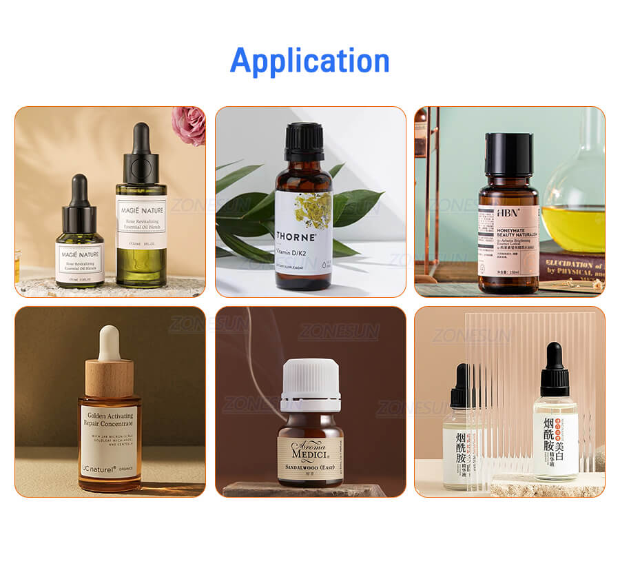 Aplicación de la línea de llenado de escritorio de aceite esencial