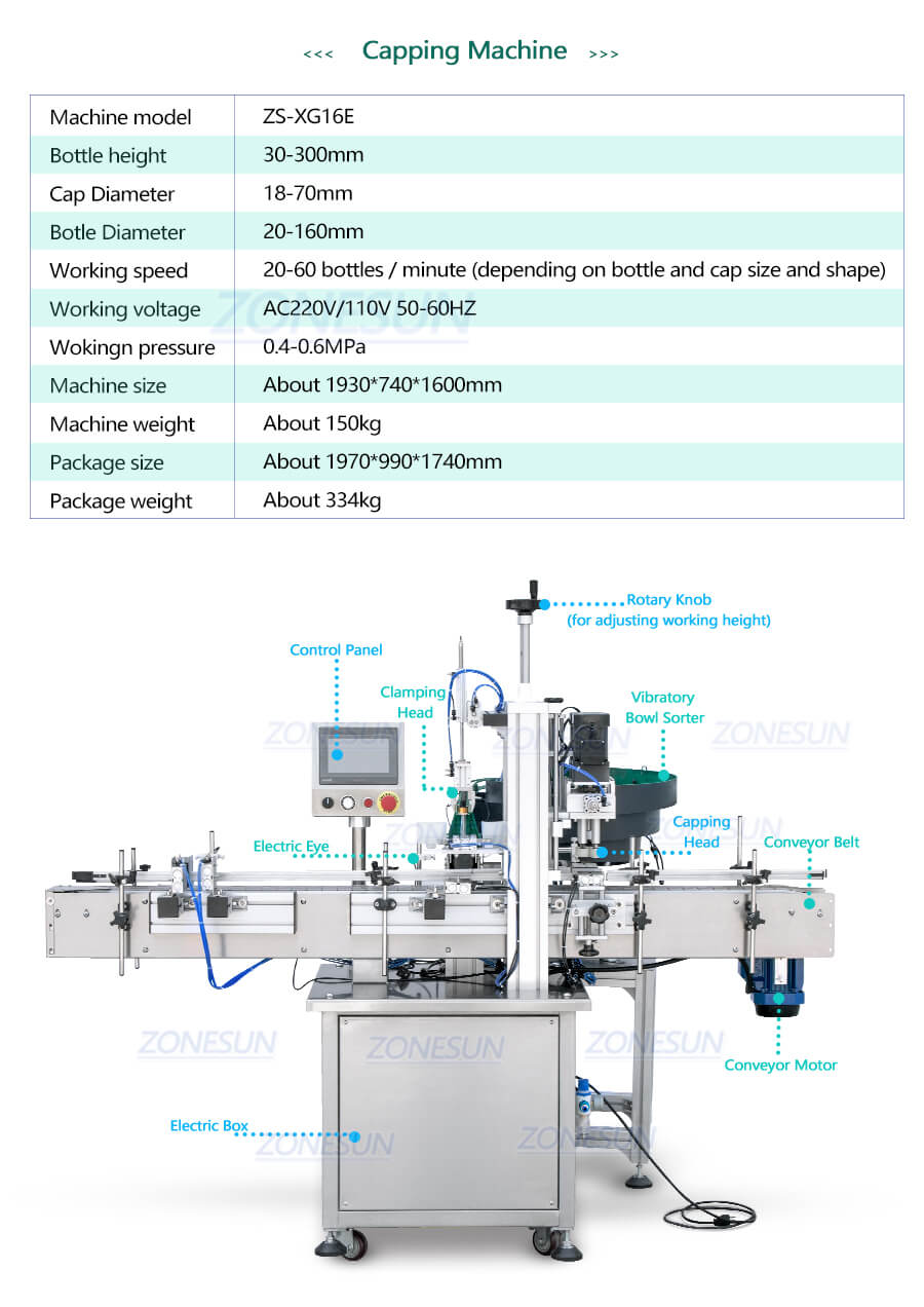 Parameter of Automatic Bottle Capping Machine
