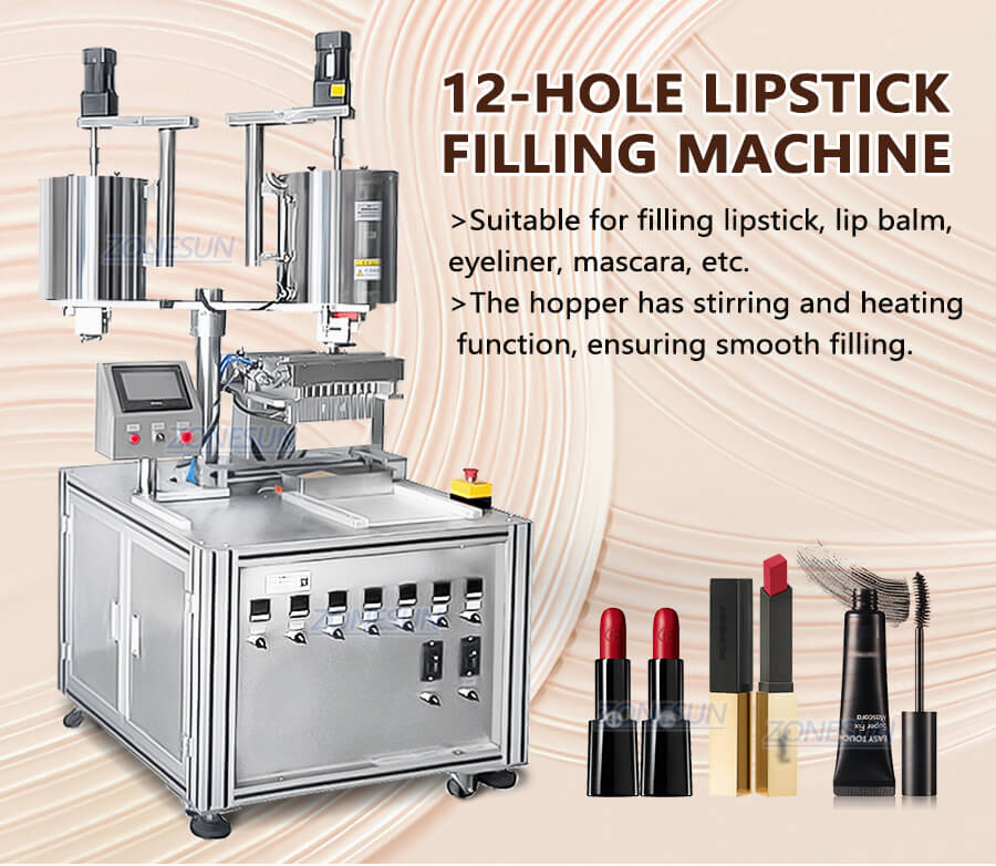 Automatic Lipstick Filling Lip Gloss Machine Makeup Cosmetic Machine With  12 Filling Nozzles
