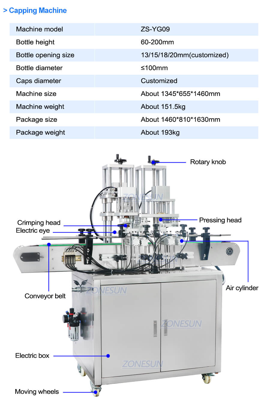 Parameter of Capping Machine