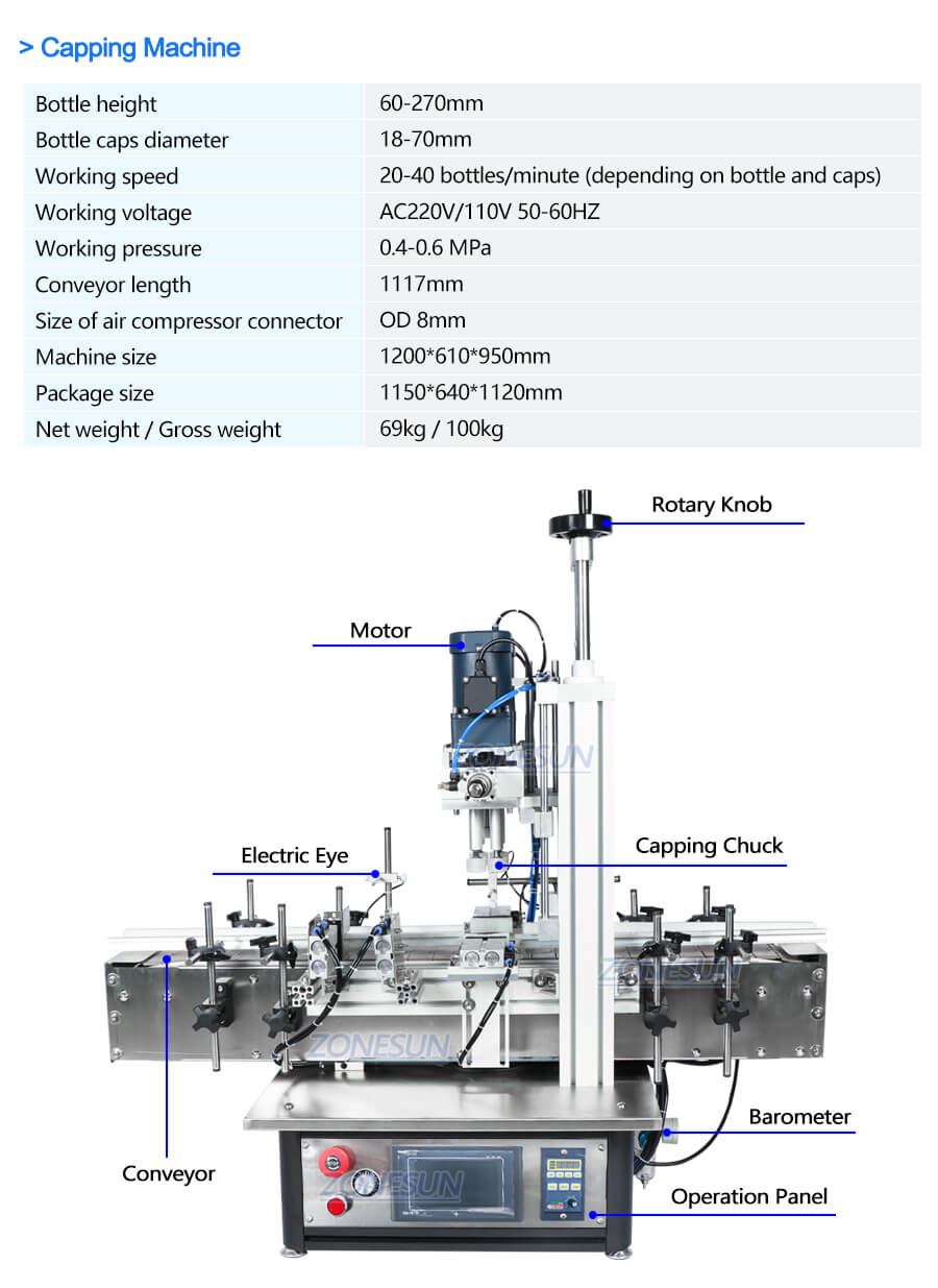 Parameter of Capping Machine