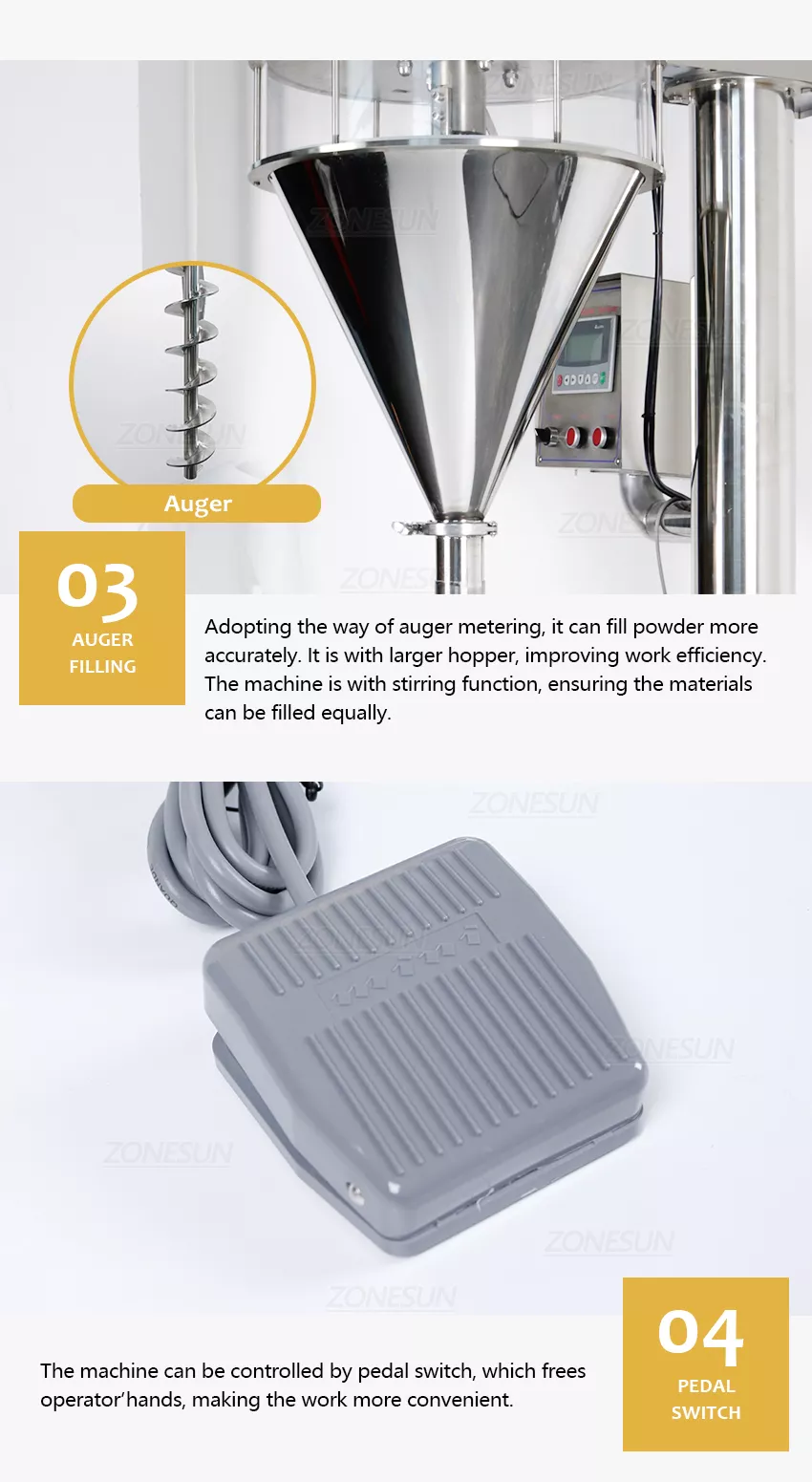 Füllung der Trichter der Pulverfüllmaschine