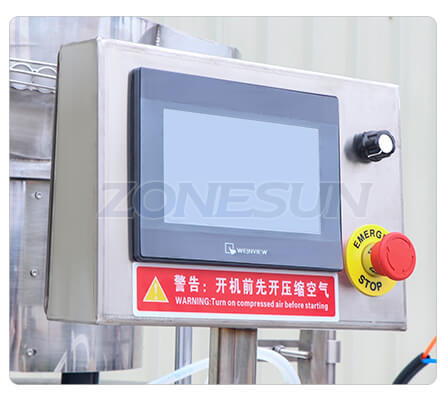 Panel sterowania maszyny do napełniania rurki testowej