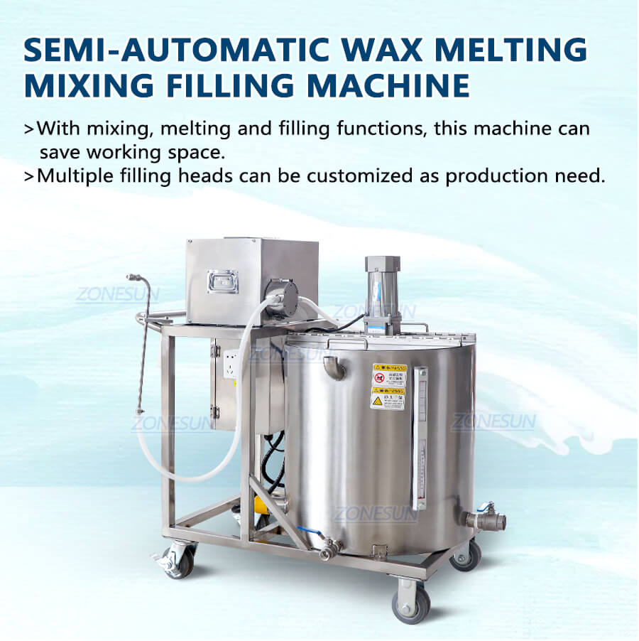 ZS-GTCD Soy Hot Paraffin Bee Wax Soap Jar Mold Pillar Scented Candle Making  Equipment Filling Melting And Mixing Machine