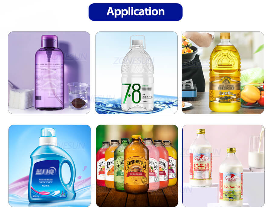 Aplikasi ZS-DTDP5-4 Mesin Pengisian Cairan Otomatis