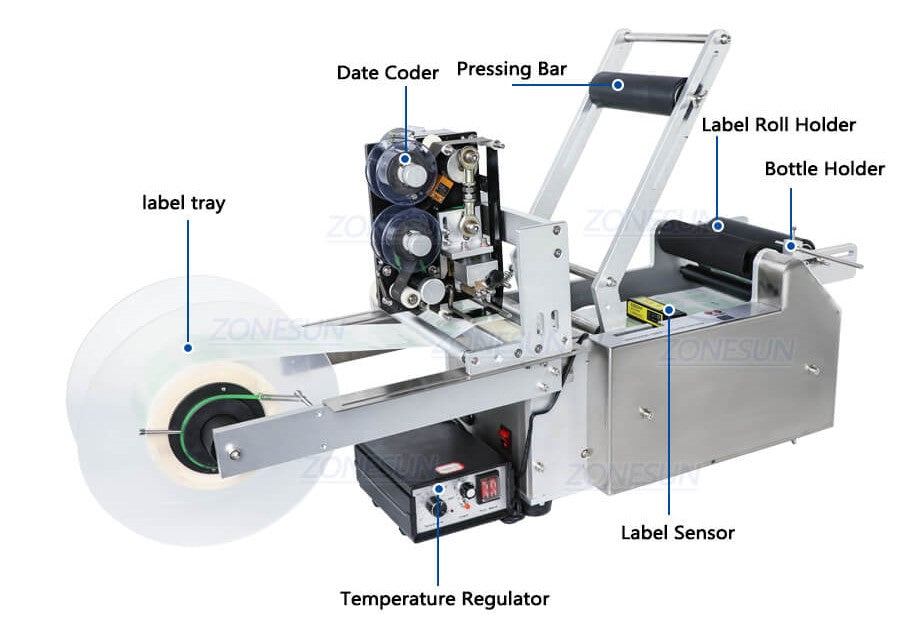 มิติของ ZS-TB50DT เครื่องติดฉลากสติกเกอร์โปร่งใส