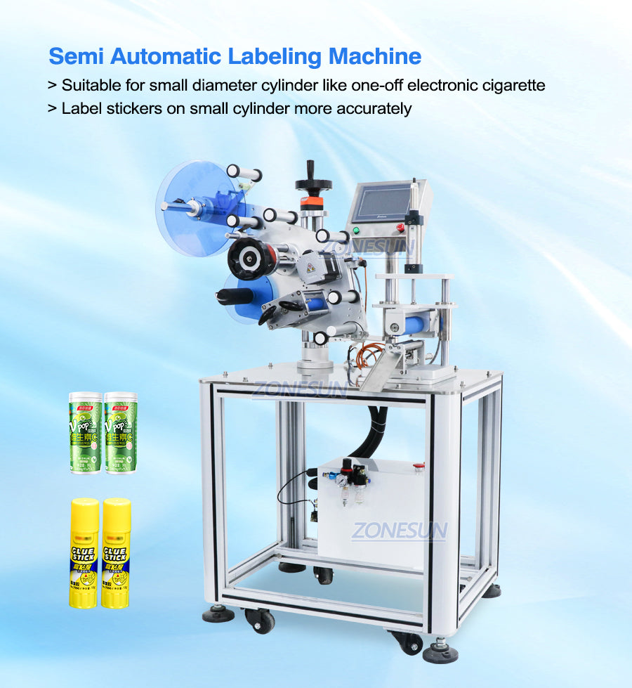 ZONESUN ZS-TB801D máquina de rotulagem semiautomática para garrafas redondas para etiquetas transparentes normais